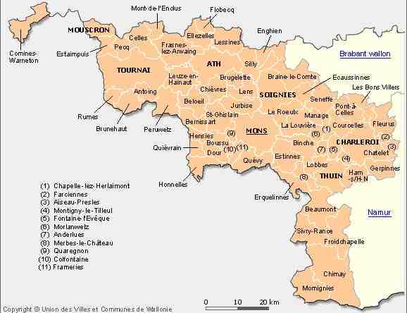 carte, commune, province, hainaut
